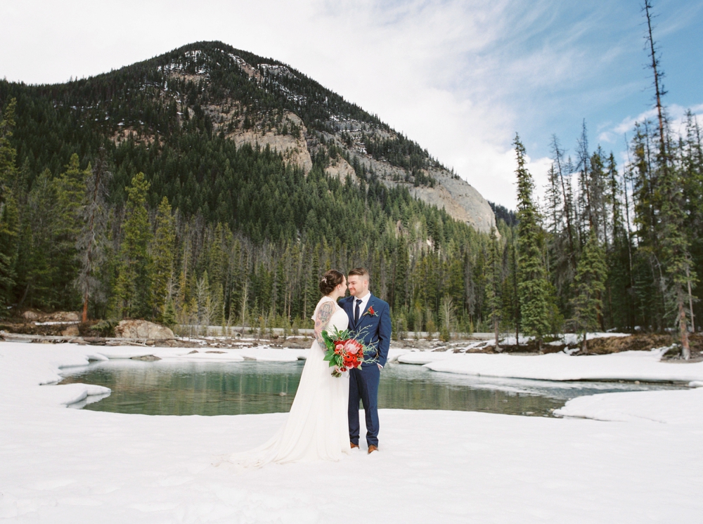 Emerald Lake Lodge Field British Columbia Elopement Photographers | Fine art film destination wedding photography | winter wedding
