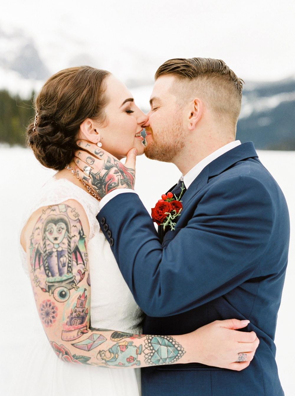 Emerald Lake Lodge Field British Columbia Elopement Photographers | Fine art film destination wedding photography | winter wedding