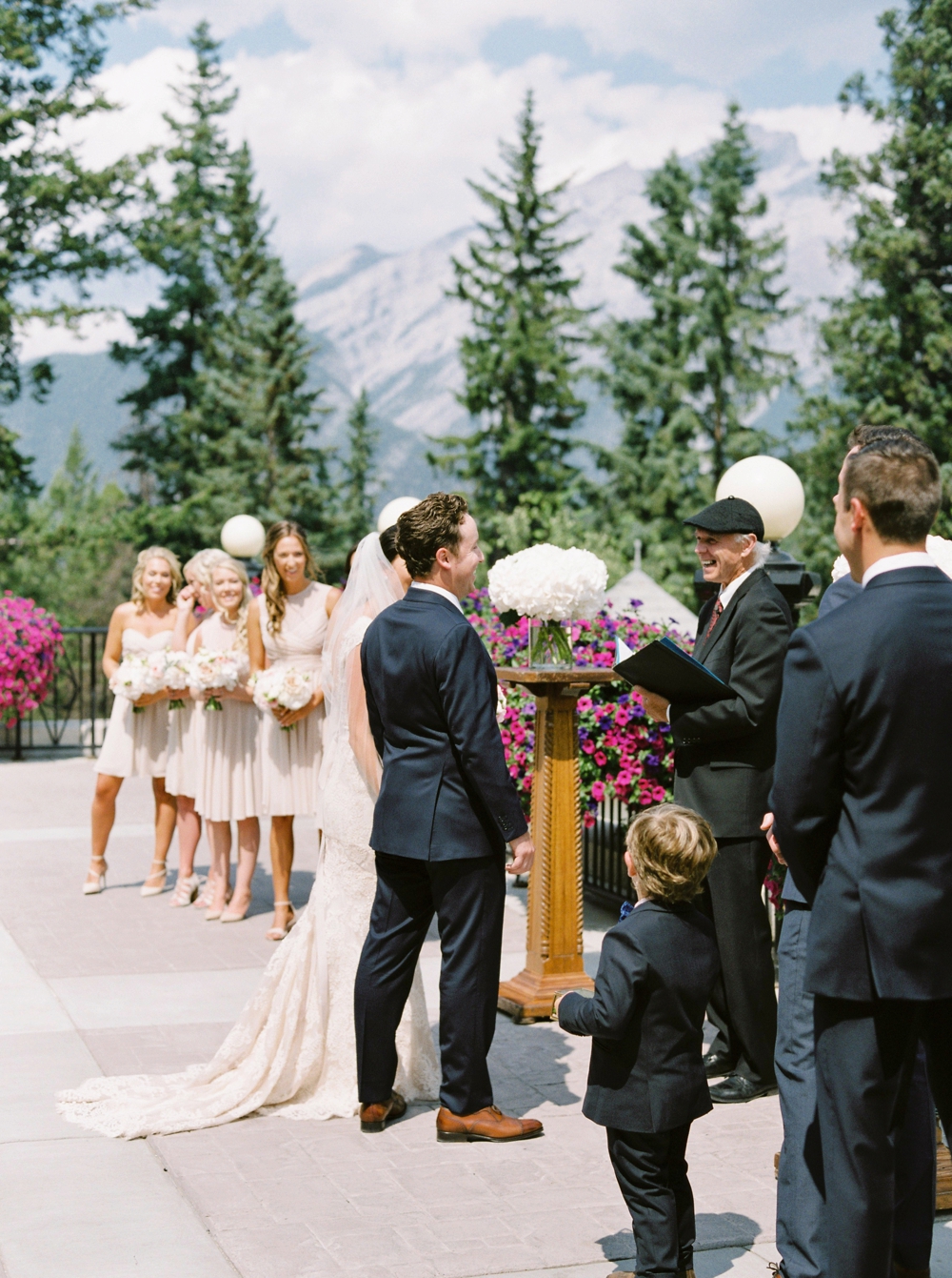 outdoor ceremony | Banff springs wedding photographers | fairmont banff rocky mountain wedding | Justine Milton fine art film Photography