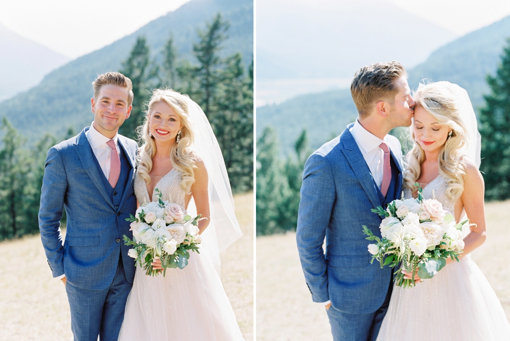 Bride and Groom portrait | Banff Rocky Mountain Wedding Photographers | Justine Milton fine art film photography