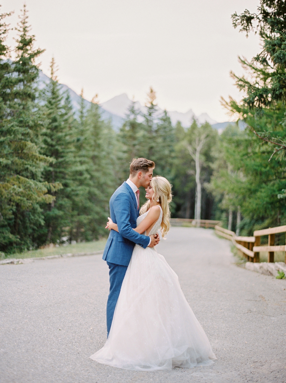 Bride and Groom portrait at Fairmont Banff Springs Hotel | Banff Rocky Mountain Wedding Photographers | Justine Milton fine art film photography