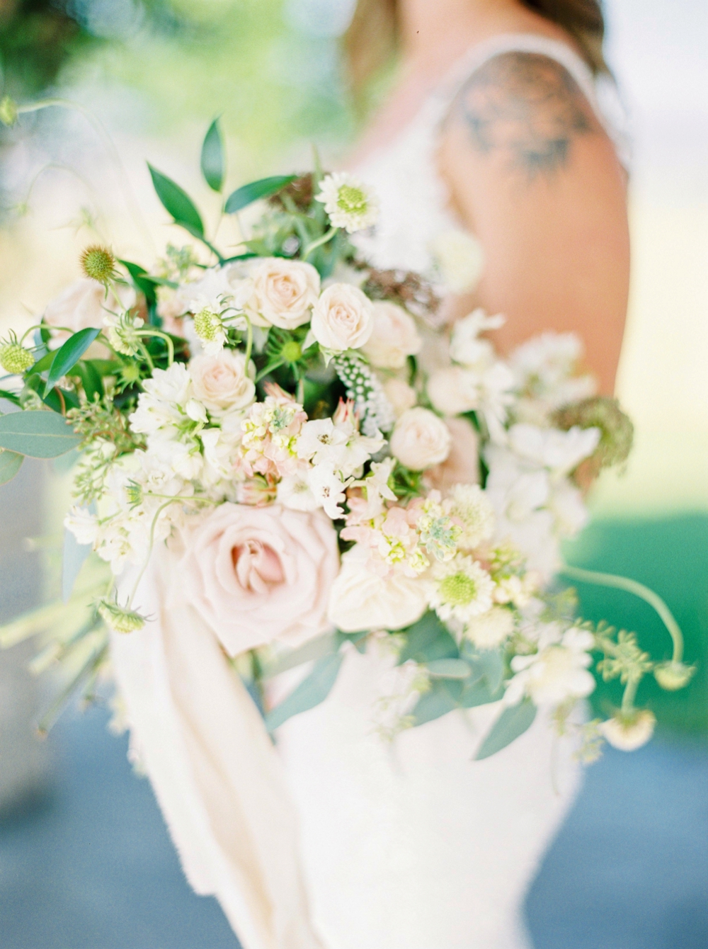 Sanctuary Gardens Kelowna Wedding | Elopement Photography | Bridal Portraits wedding bouquet details | Justine Milton Fine Art Film Wedding Photographers