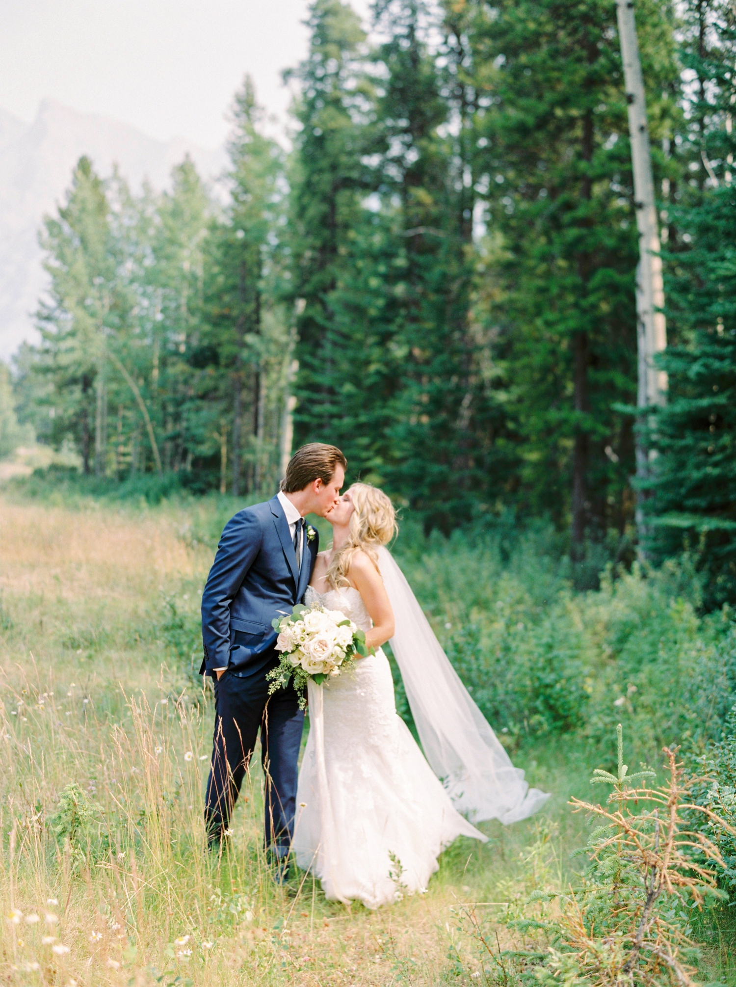 Fairmont Banff Springs Hotel wedding photographers | Justine Milton Fine Art Film Photography | Bride & Groom Portraits
