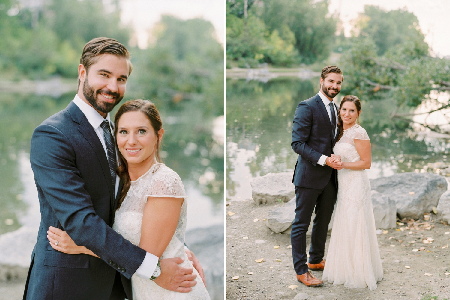 Calgary wedding photographers | fine art film | Justine Milton Photography | wedding inspiration | wedding dress | bride and groom portraits | river