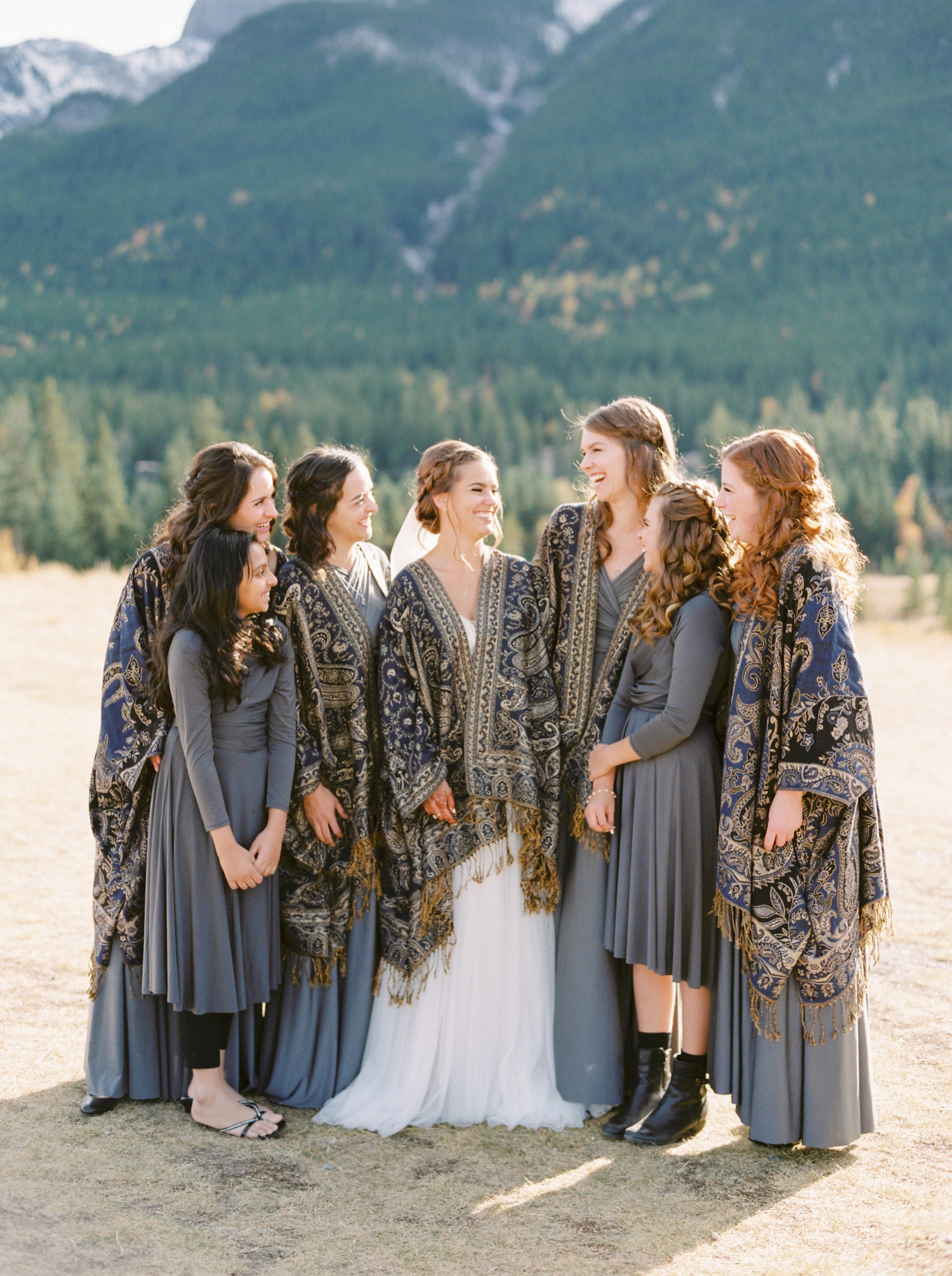 Calgary wedding photographers | fine art film | Justine Milton Photography | canmore wedding photographers | bridesmaids portraits | mountain photography