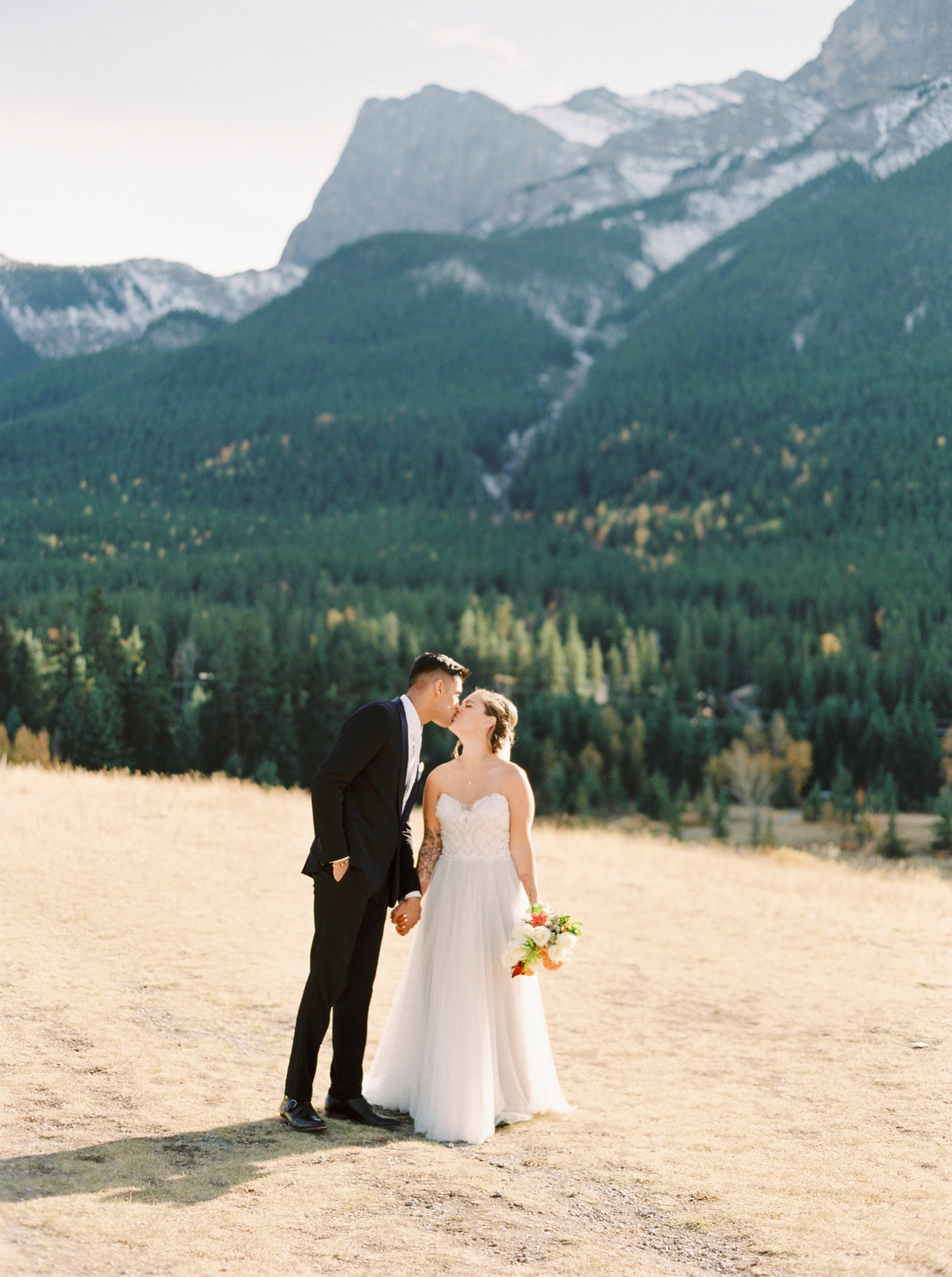 Calgary wedding photographers | fine art film | Justine Milton Photography | canmore wedding photographers | bride and groom portraits | mountain photography