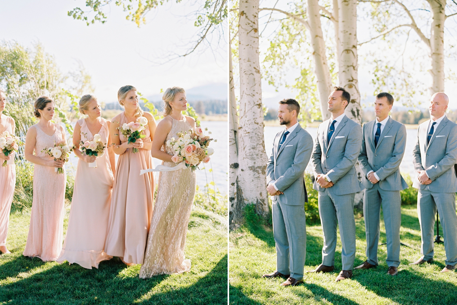 Calgary wedding photographers | oregon wedding photographers | fine art film | Justine Milton Photography | oregon wedding | wedding ceremony | bridesmaids | groomsmen | grey suits