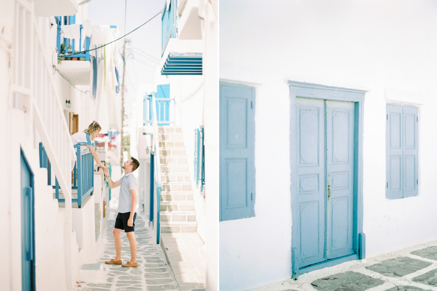 mykonos couples photographer | greece wedding photographers | travel blogger | blue and white streets | justine milton photography