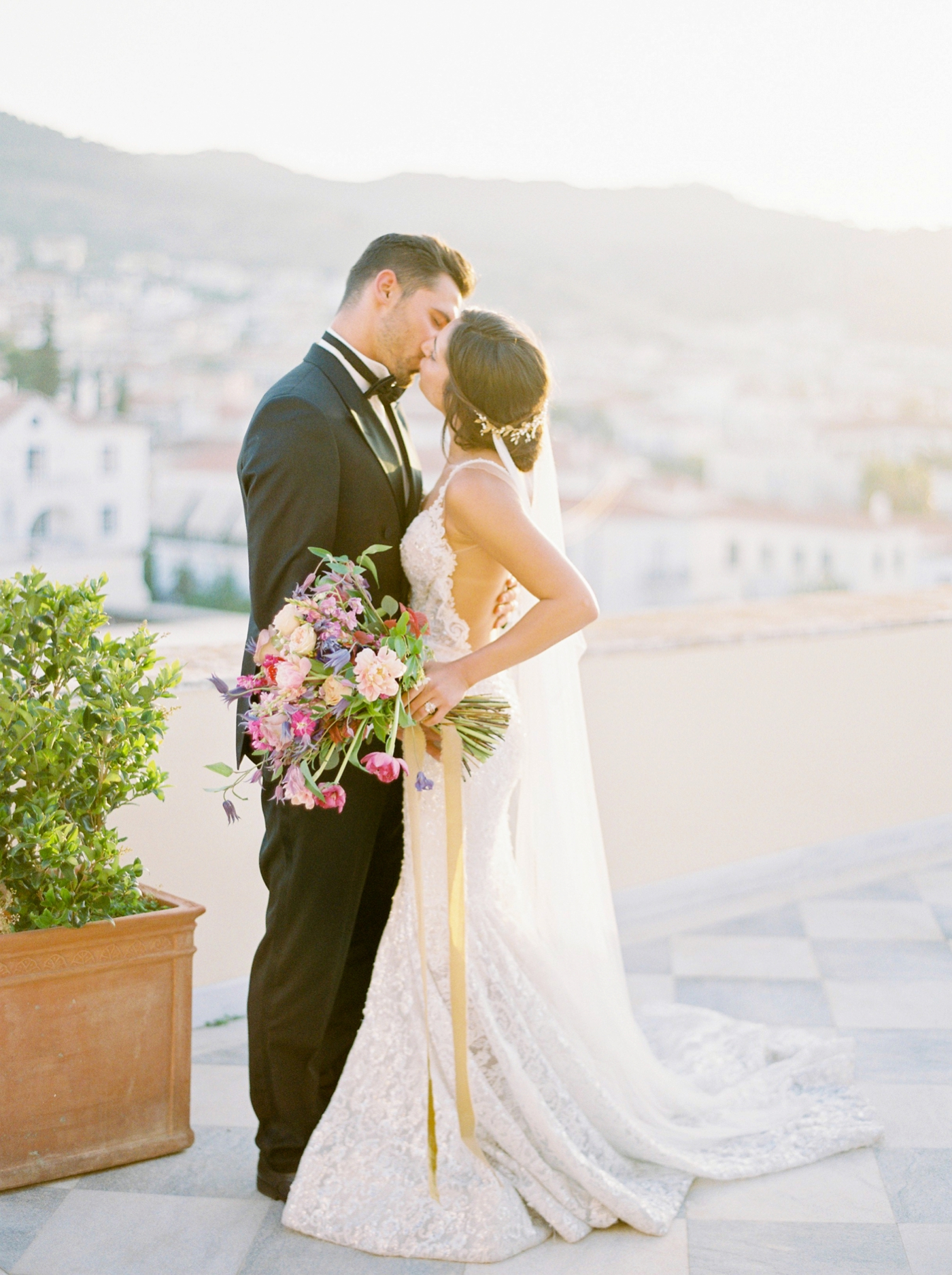 Spetses greece destination wedding photographer | Poseidonion Grand Hotel Wedding | Justine Milton fine art film photography | black and colorful glamorous wedding inspiration