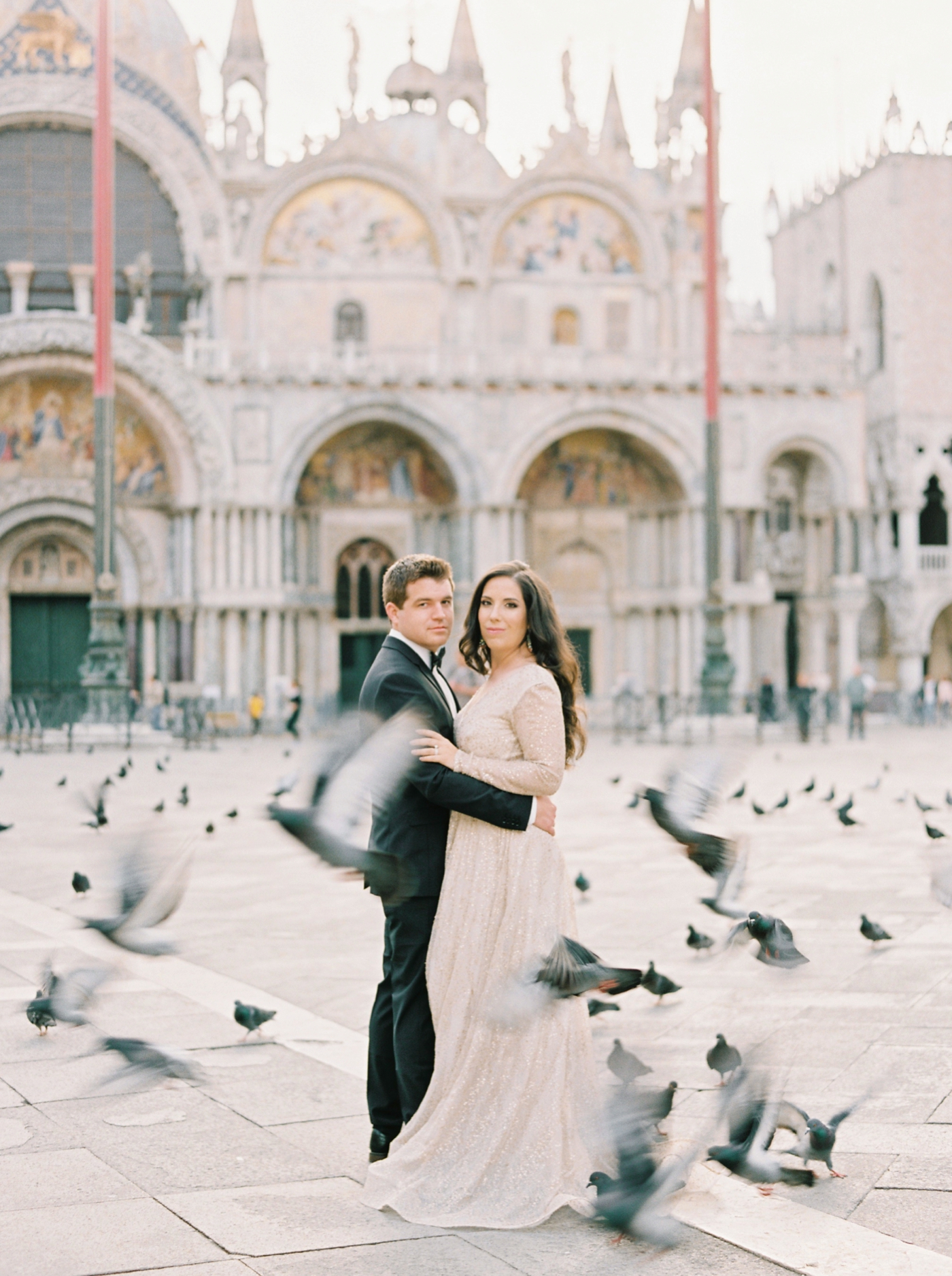 Venice italy wedding photographers | long sleeve wedding dress | italy vow renewal | justine milton fine art film photographer | bride and groom portraits San Marco Square