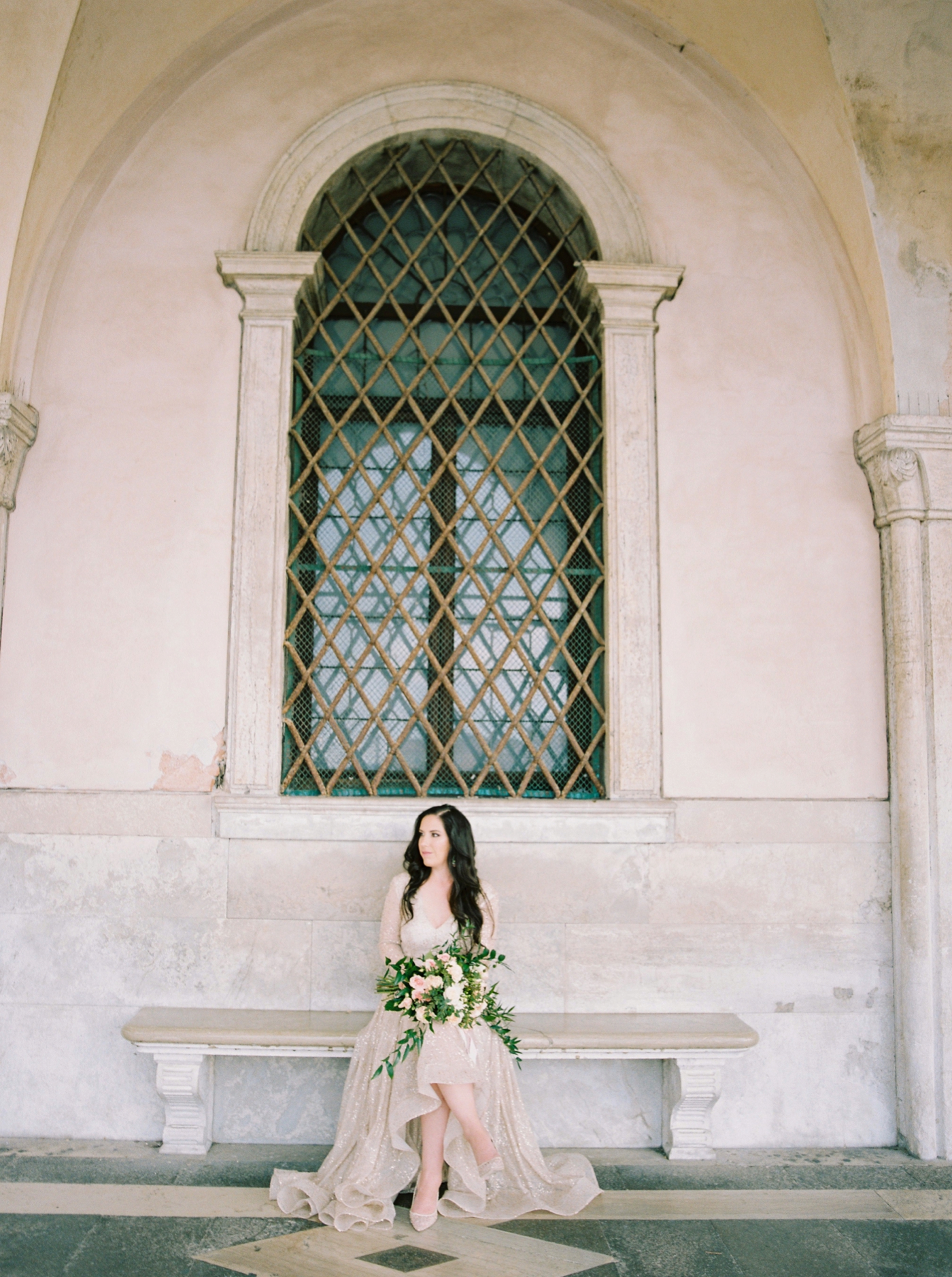 Venice italy wedding photographers | long sleeve wedding dress | italy vow renewal | justine milton fine art film photographer | bridal portraits