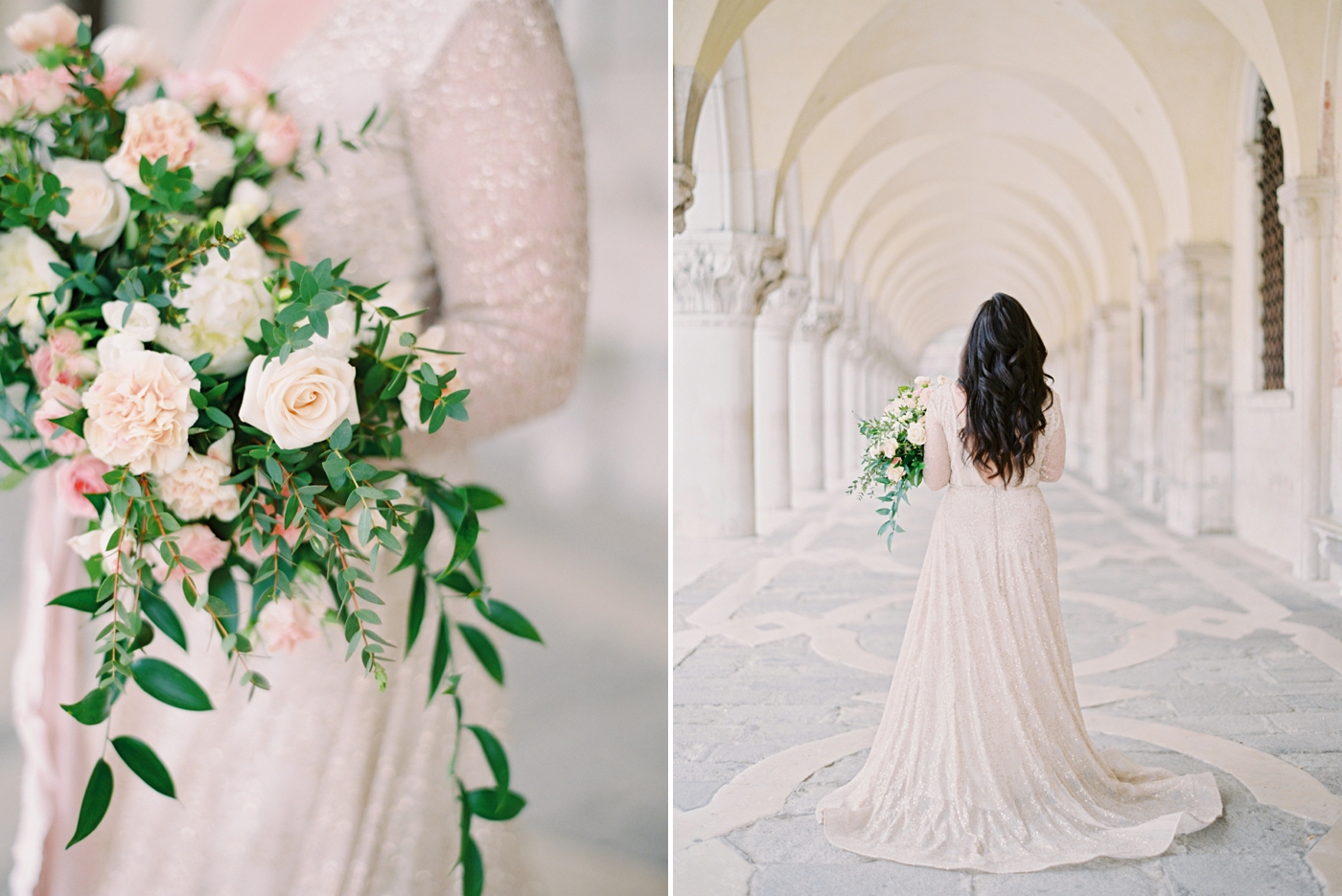 Venice italy wedding photographers | long sleeve wedding dress | italy vow renewal | justine milton fine art film photographer | bridal portraits bridal bouquet