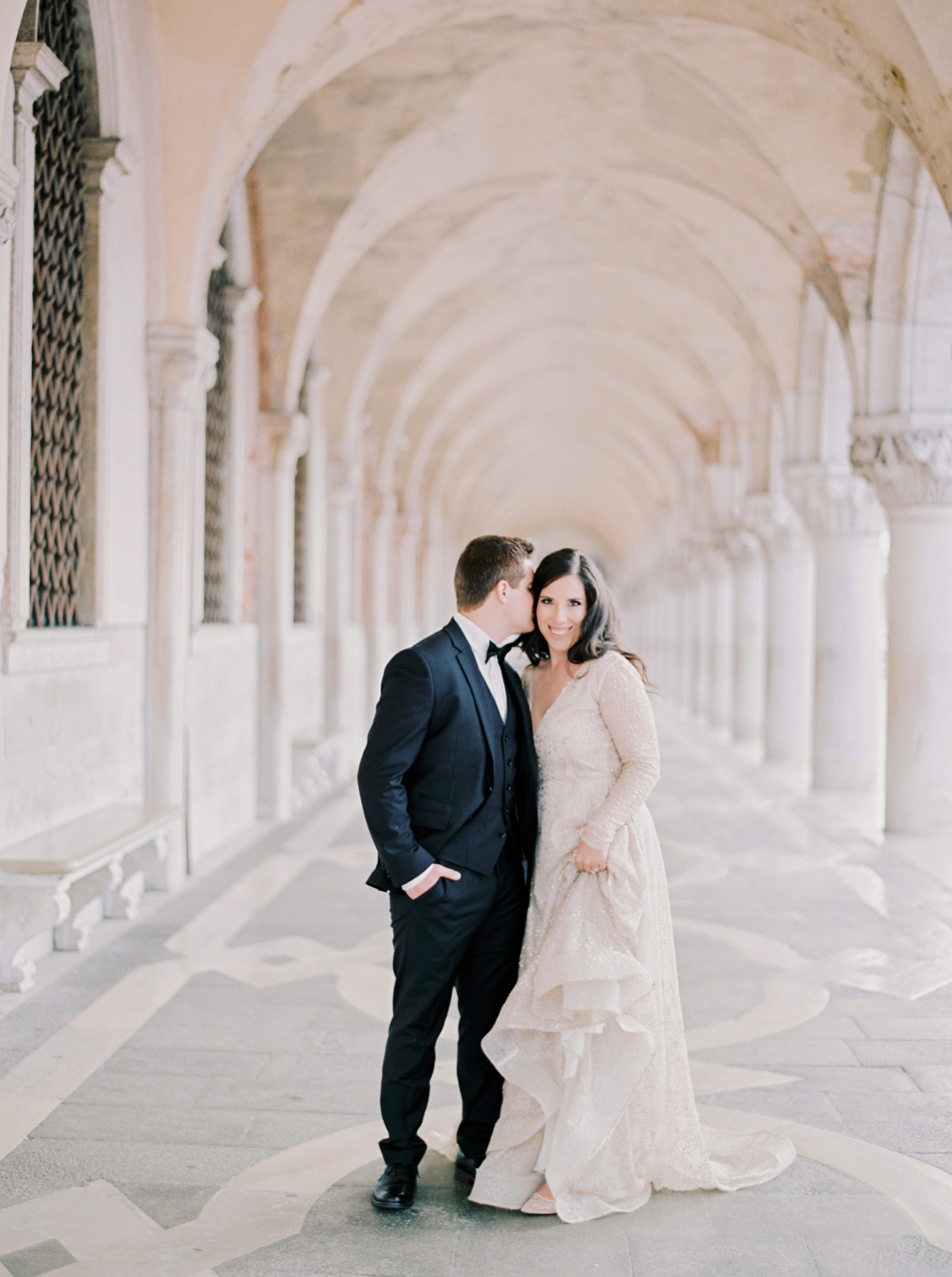 Venice italy wedding photographers | long sleeve wedding dress | italy vow renewal | justine milton fine art film photographer | bride and groom portraits