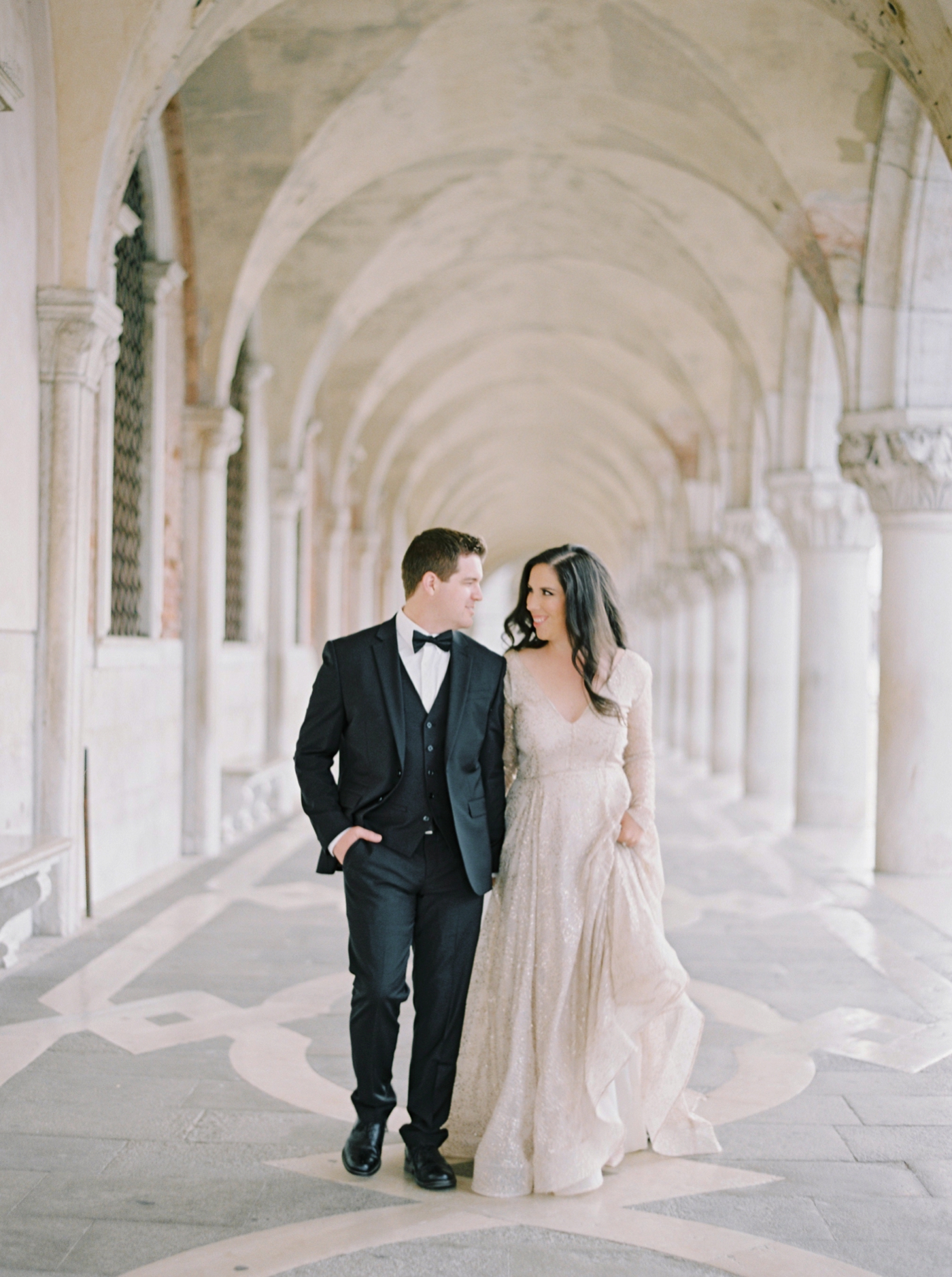 Venice italy wedding photographers | long sleeve wedding dress | italy vow renewal | justine milton fine art film photographer | bride and groom portraits