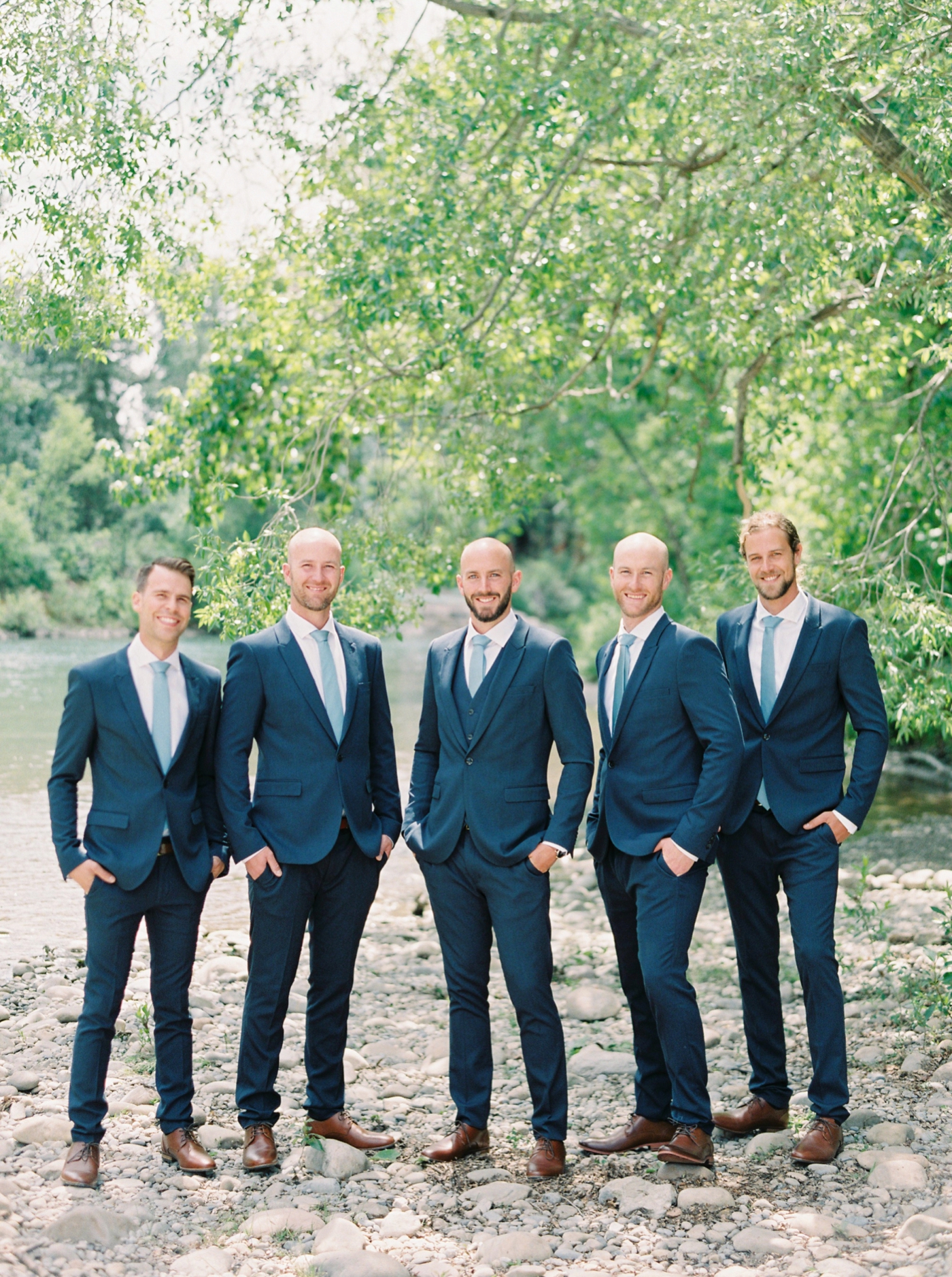 Calgary wedding photographers | The Gathered Farm Wedding | Justine milton fine art film photographer | Navy blue groomsmen suits