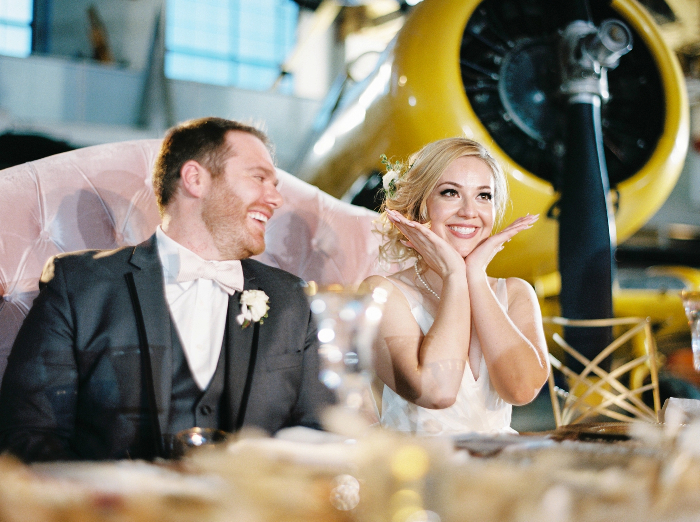 calgary wedding photographers | Ukrainian wedding | justine milton fine art photographer | wedding reception airplane museum candids