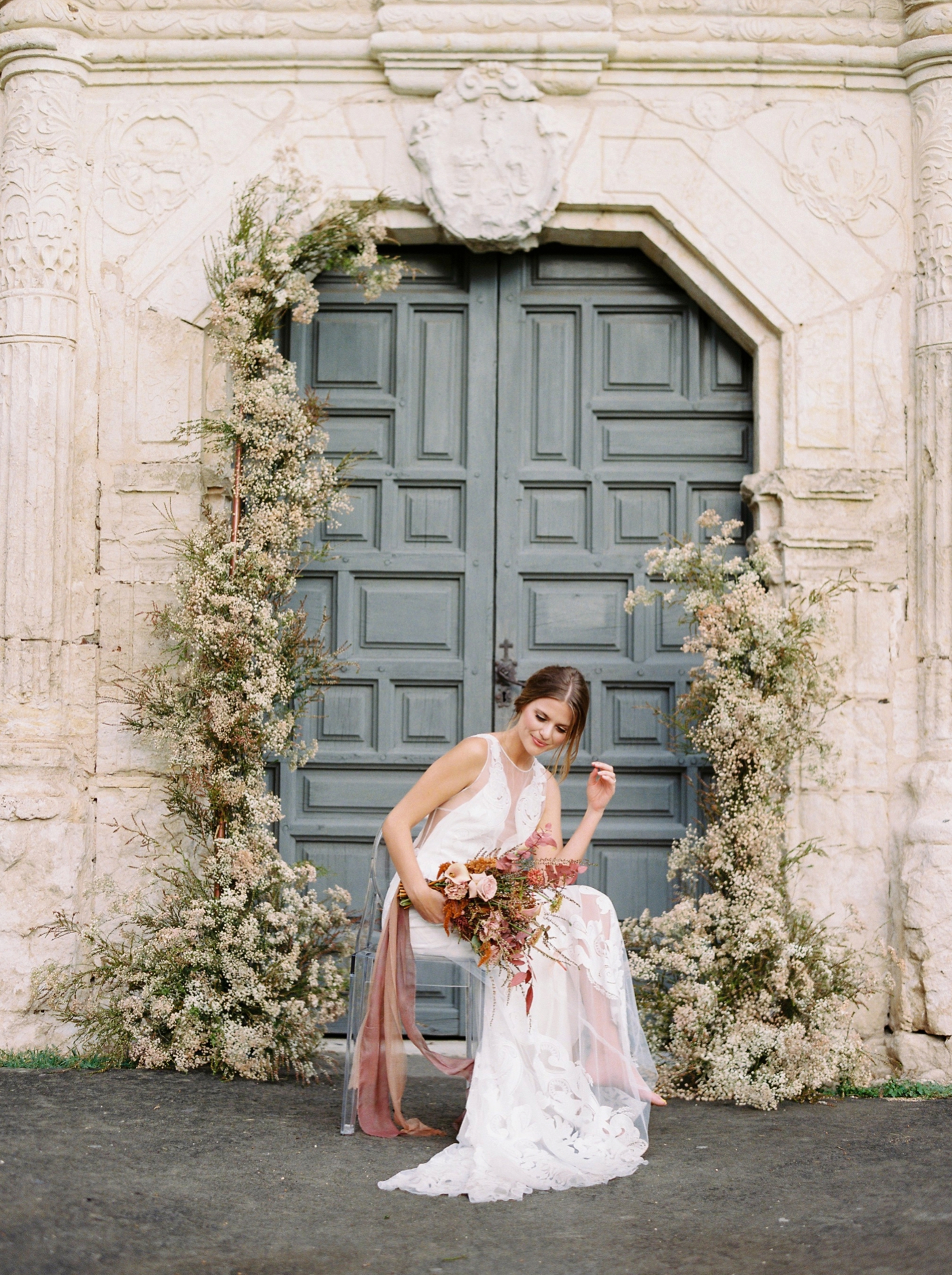 Justine milton photography | san antonio wedding photographers | fine art film photographer | destination wedding |flower arch outdoor ceremony