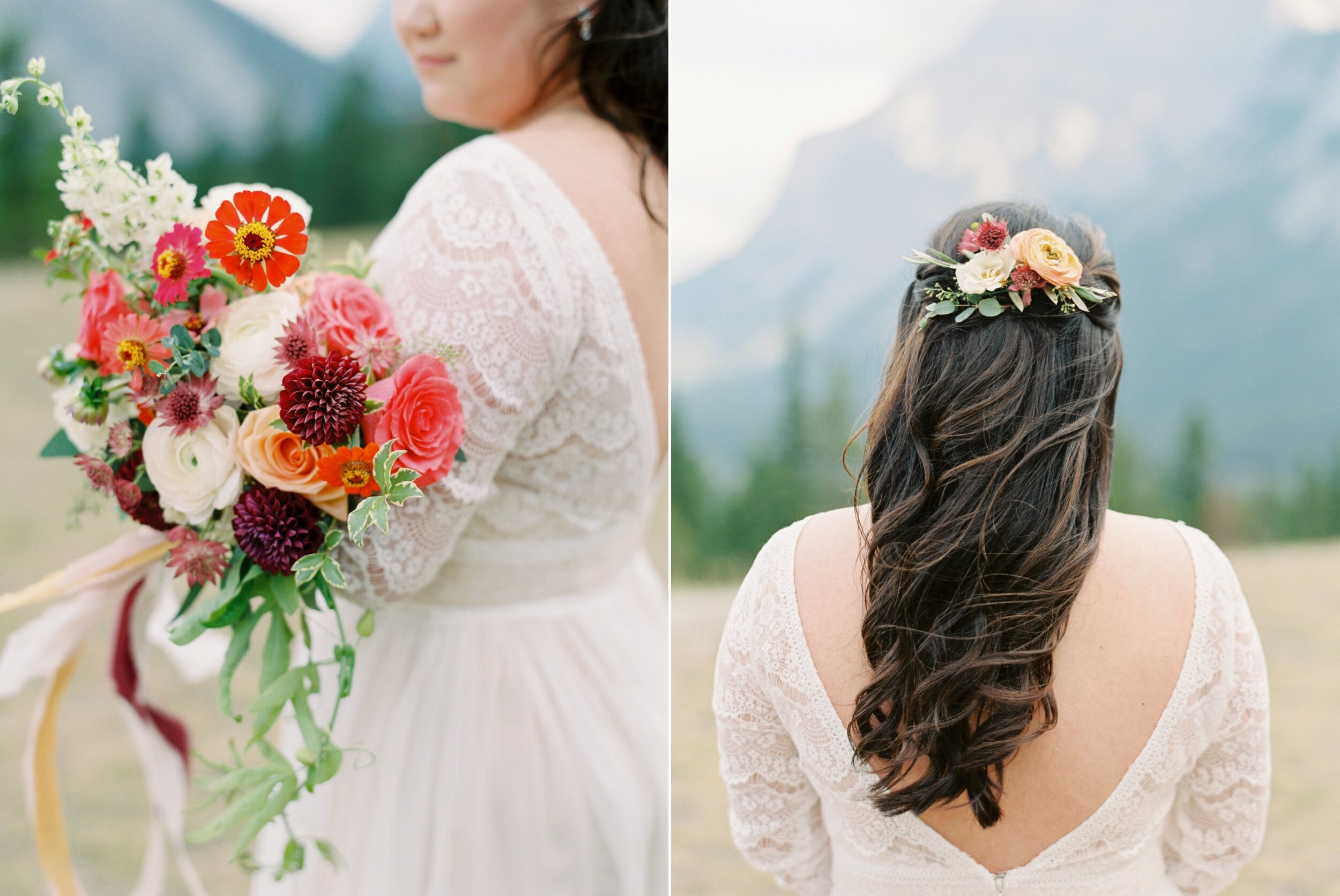  Banff wedding photographers | Justine milton photography | fine art film destination wedding photographer | Banff elopement bridal bouquet 