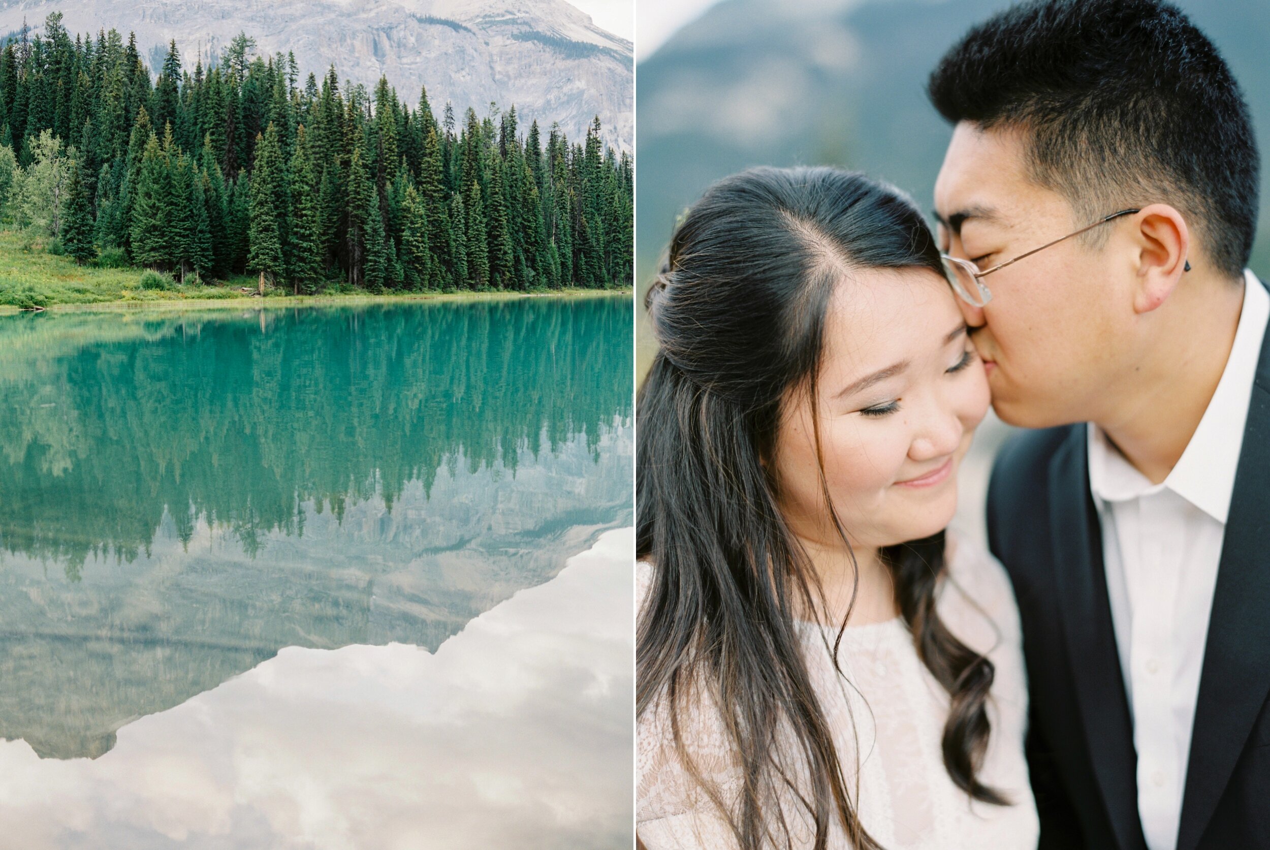  Banff wedding photographers | Justine milton photography | fine art film destination wedding photographer | Emerald Lake Lodge Elopement scenery 