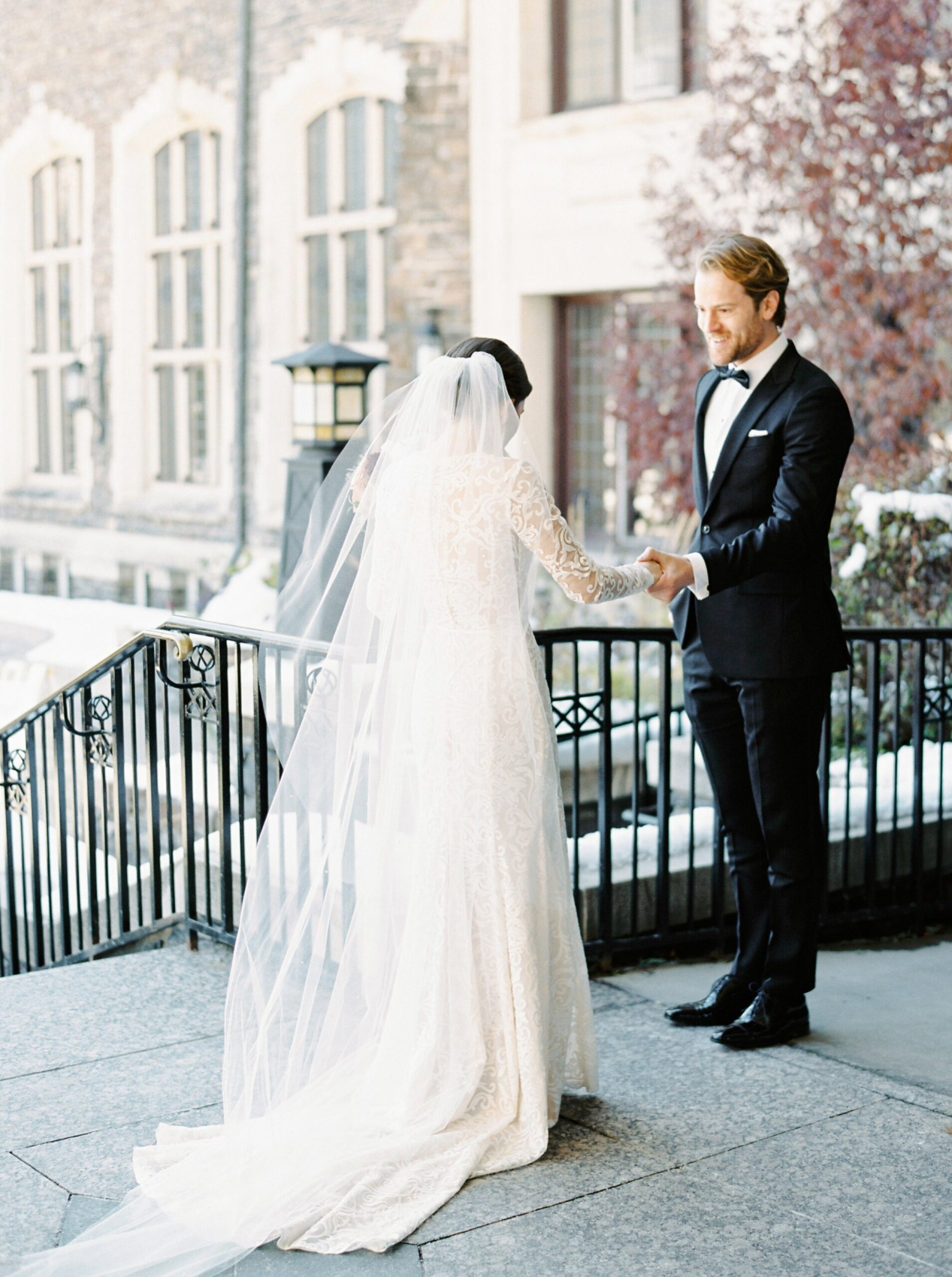  Banff Springs Wedding Photographer | Justine Milton fine art film wedding photography | first look 