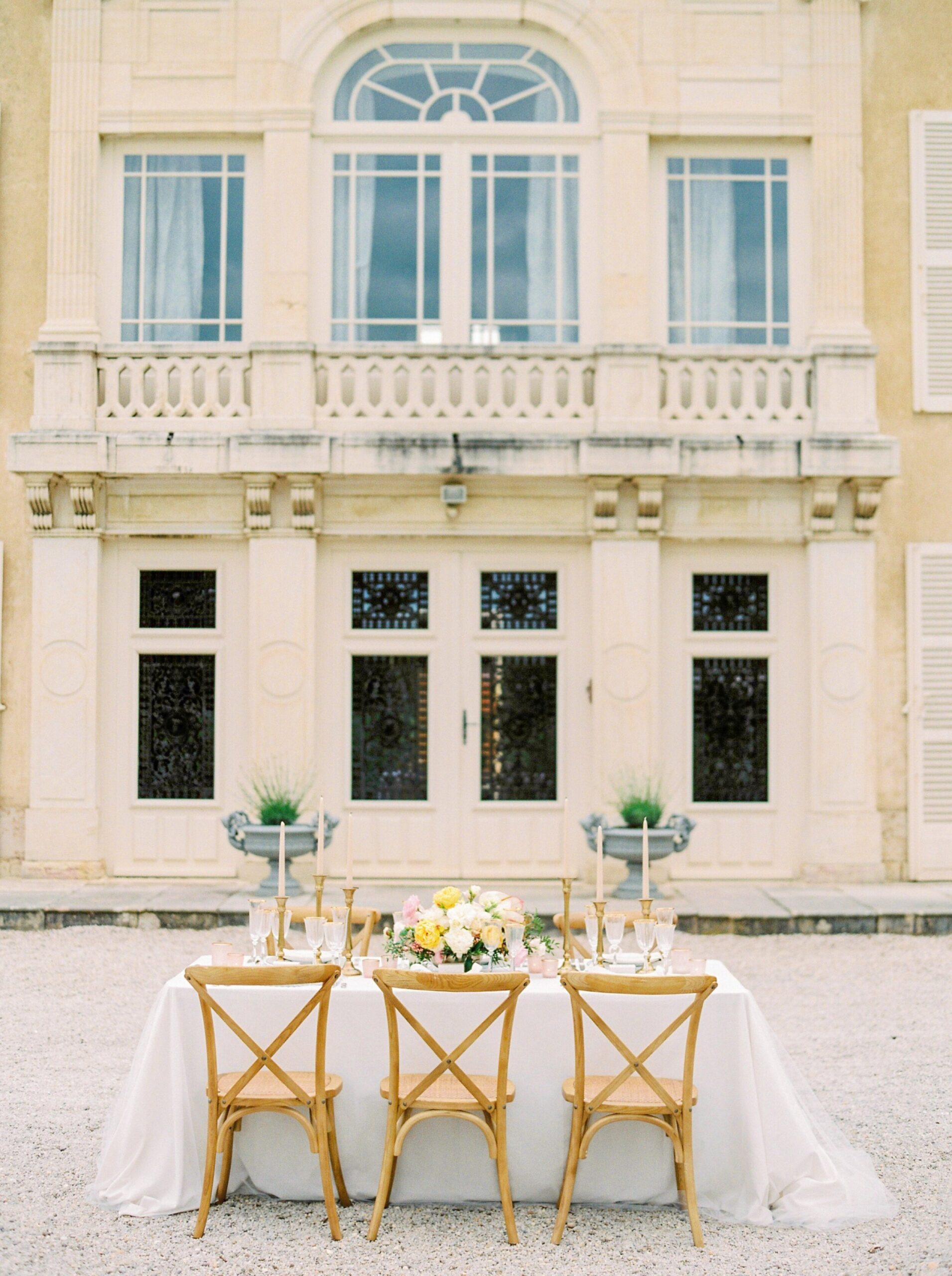  table decor at french Chateau wedding | Paris wedding photographer | fine art film photographer 