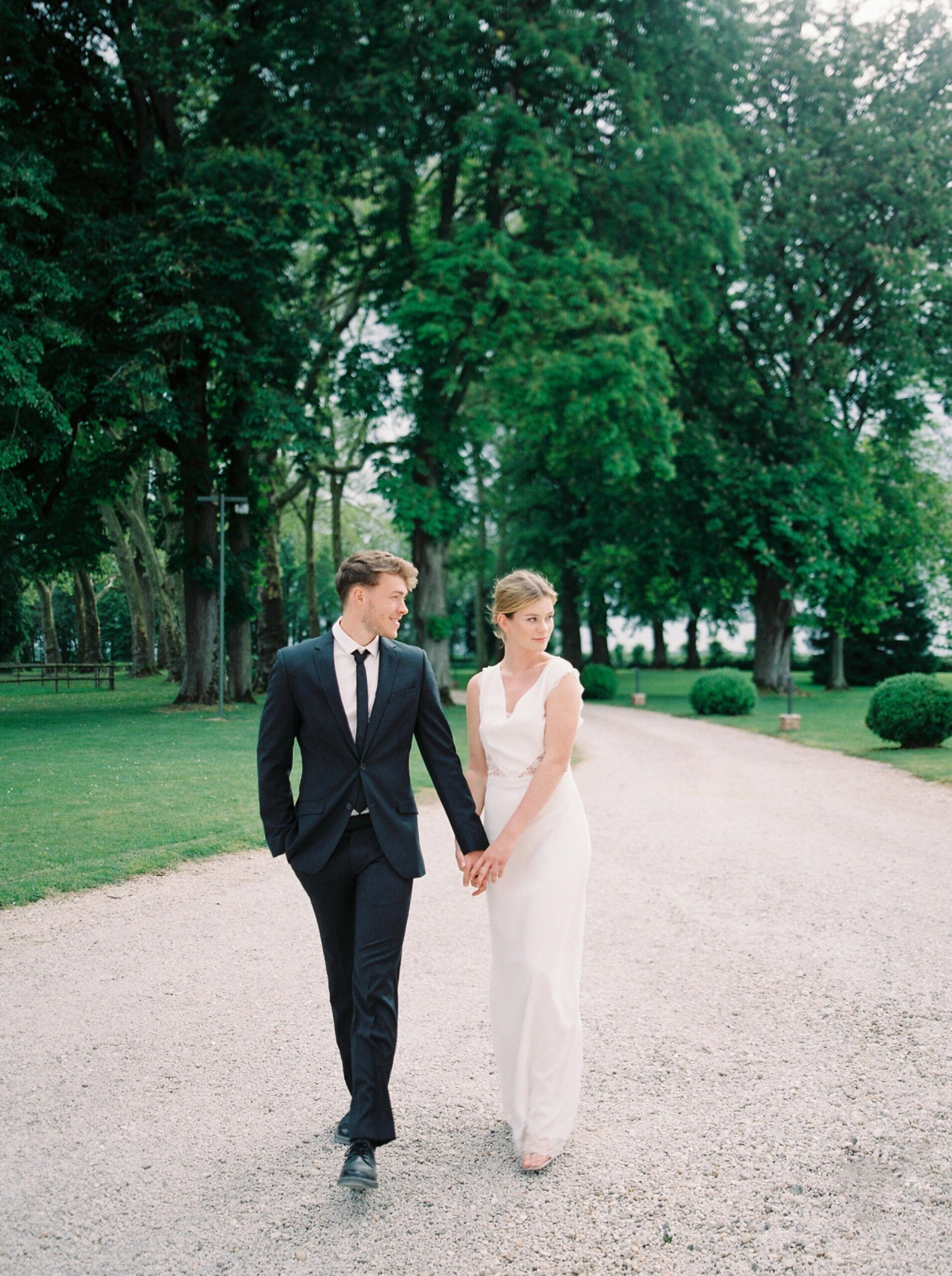  bride and groom portrait at french Chateau wedding | Paris wedding photographer | fine art film photographer 