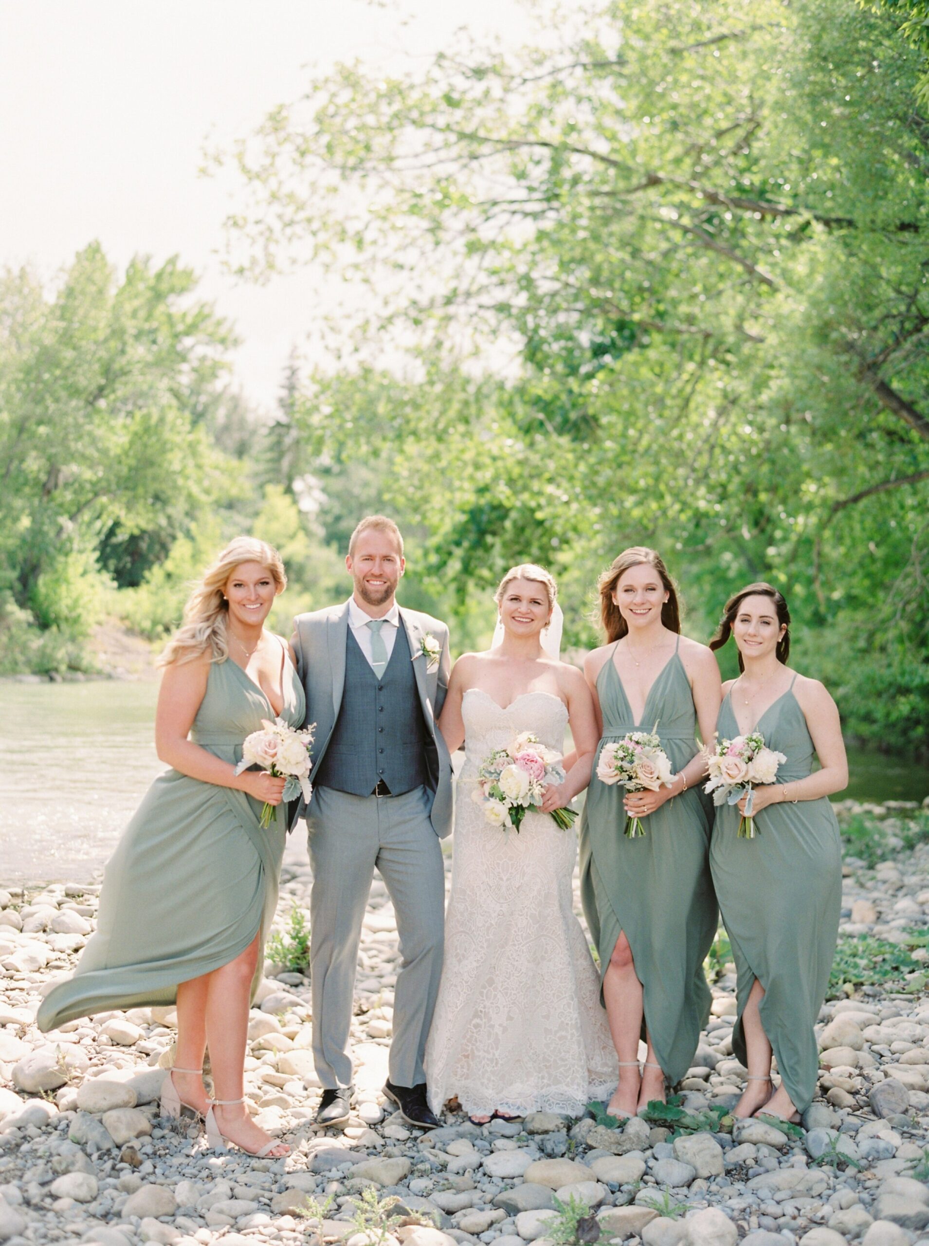  minty sage green bridesmaids and bridesman or bridesbro or brosmaid | Deane House Wedding | Calgary photographer | fine art film photography Justine Milton 