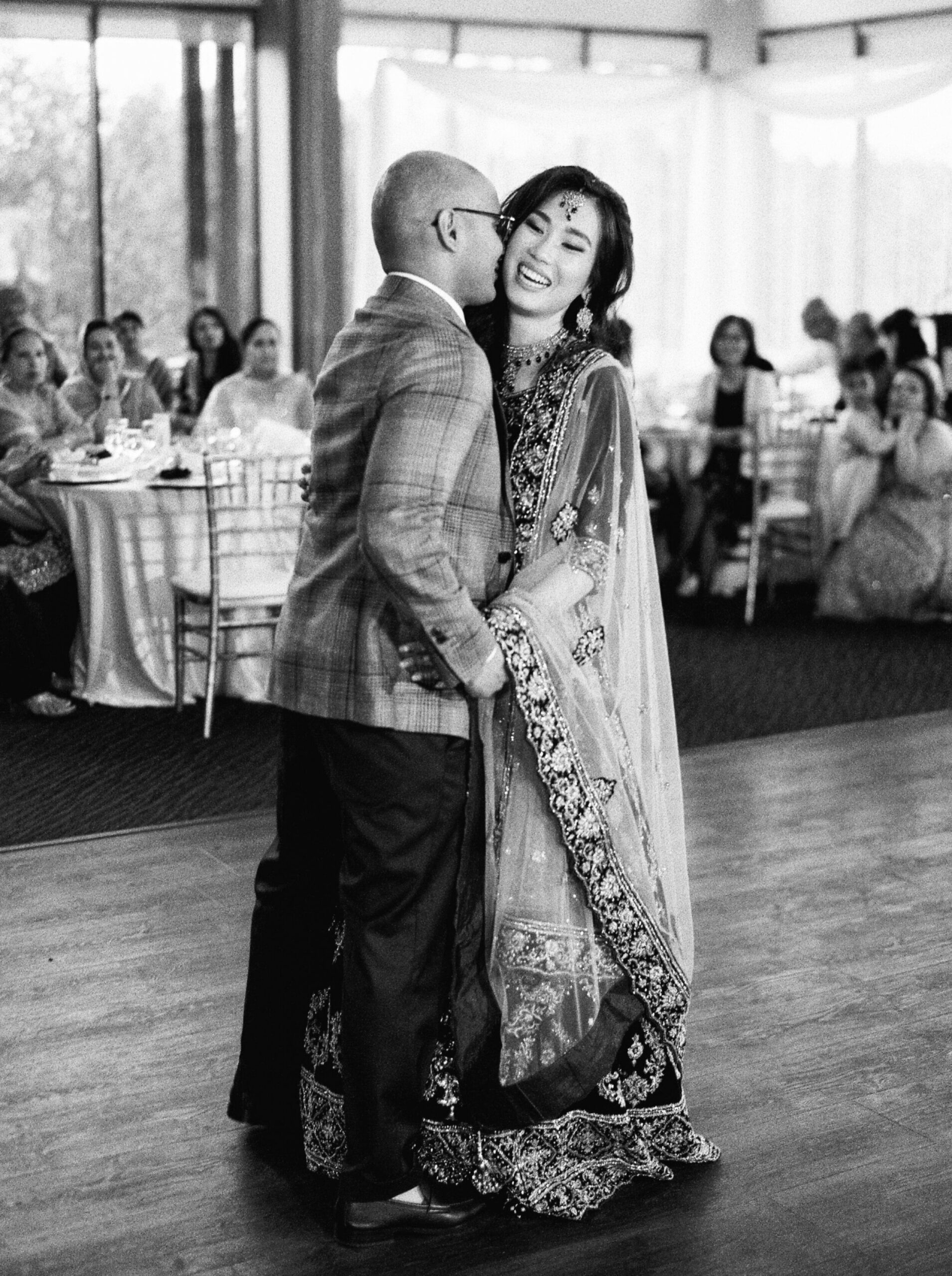  first dance black and white film | Indian Chinese Fusion Wedding | Calgary wedding photographers 