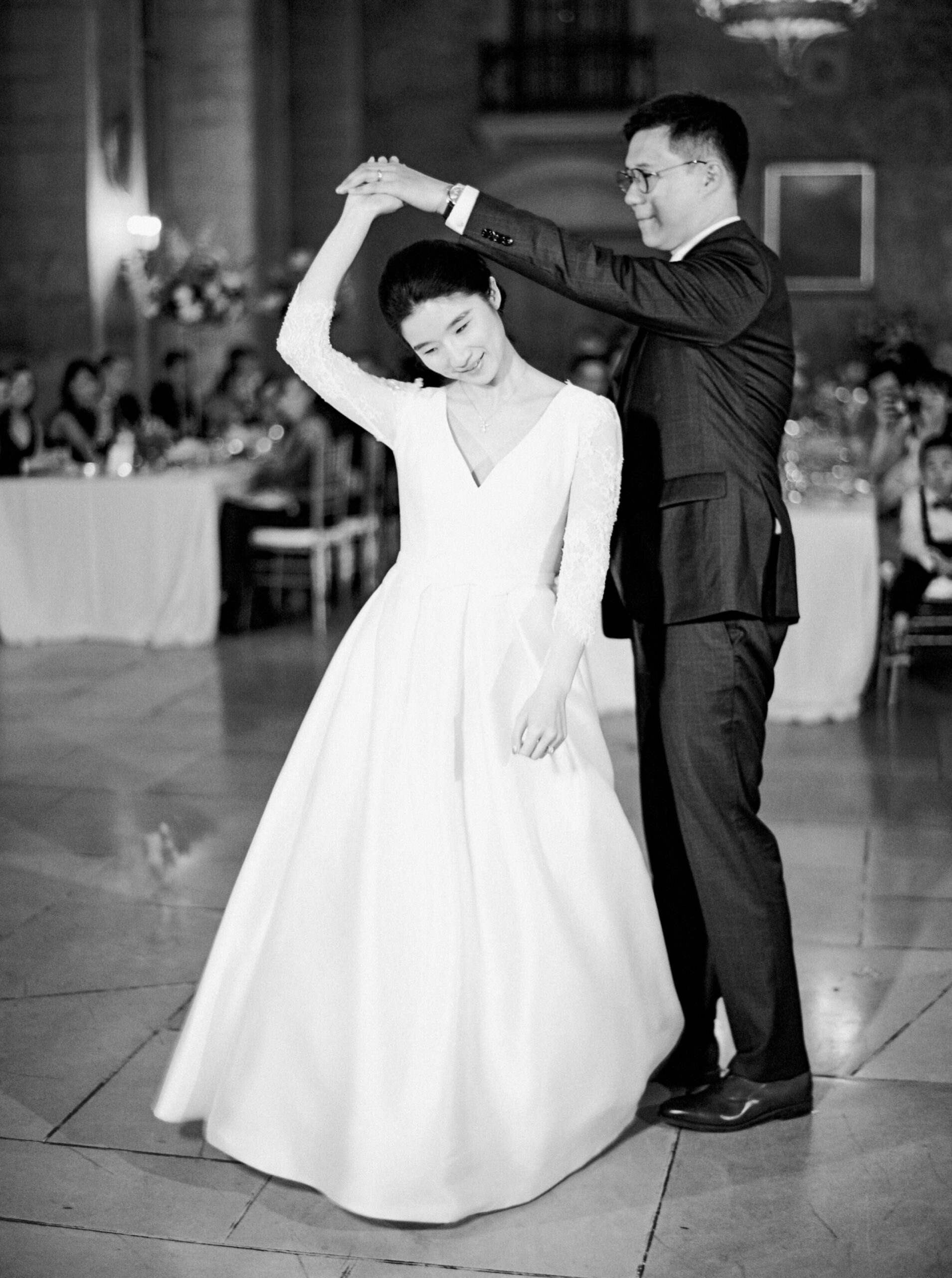  wedding reception first dance | Fairmont Banff Springs hotel wedding photographers | fine art film photography | portra 400 