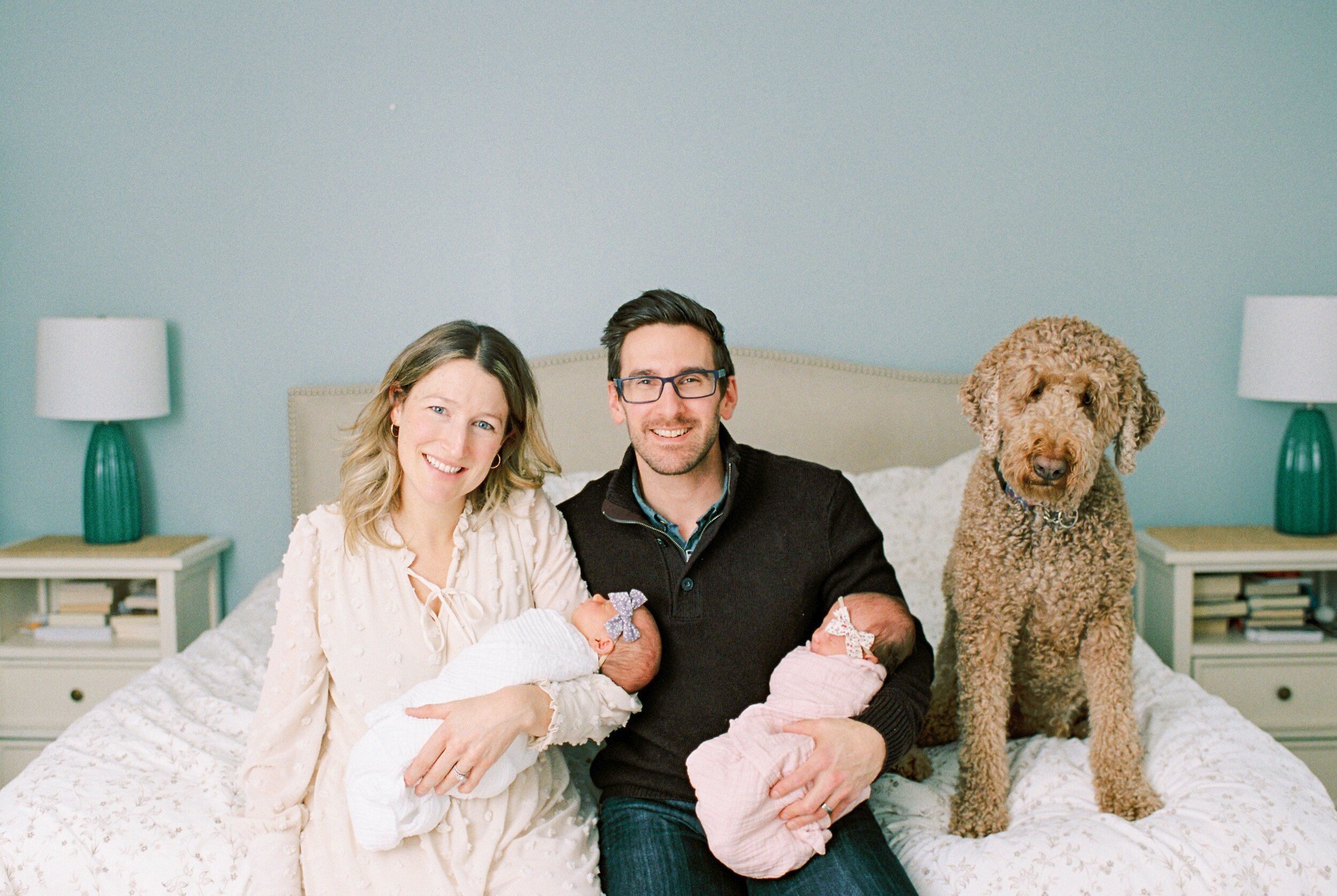  Calgary Newborn Photographer | twin baby girls | family of 5 | film photography 