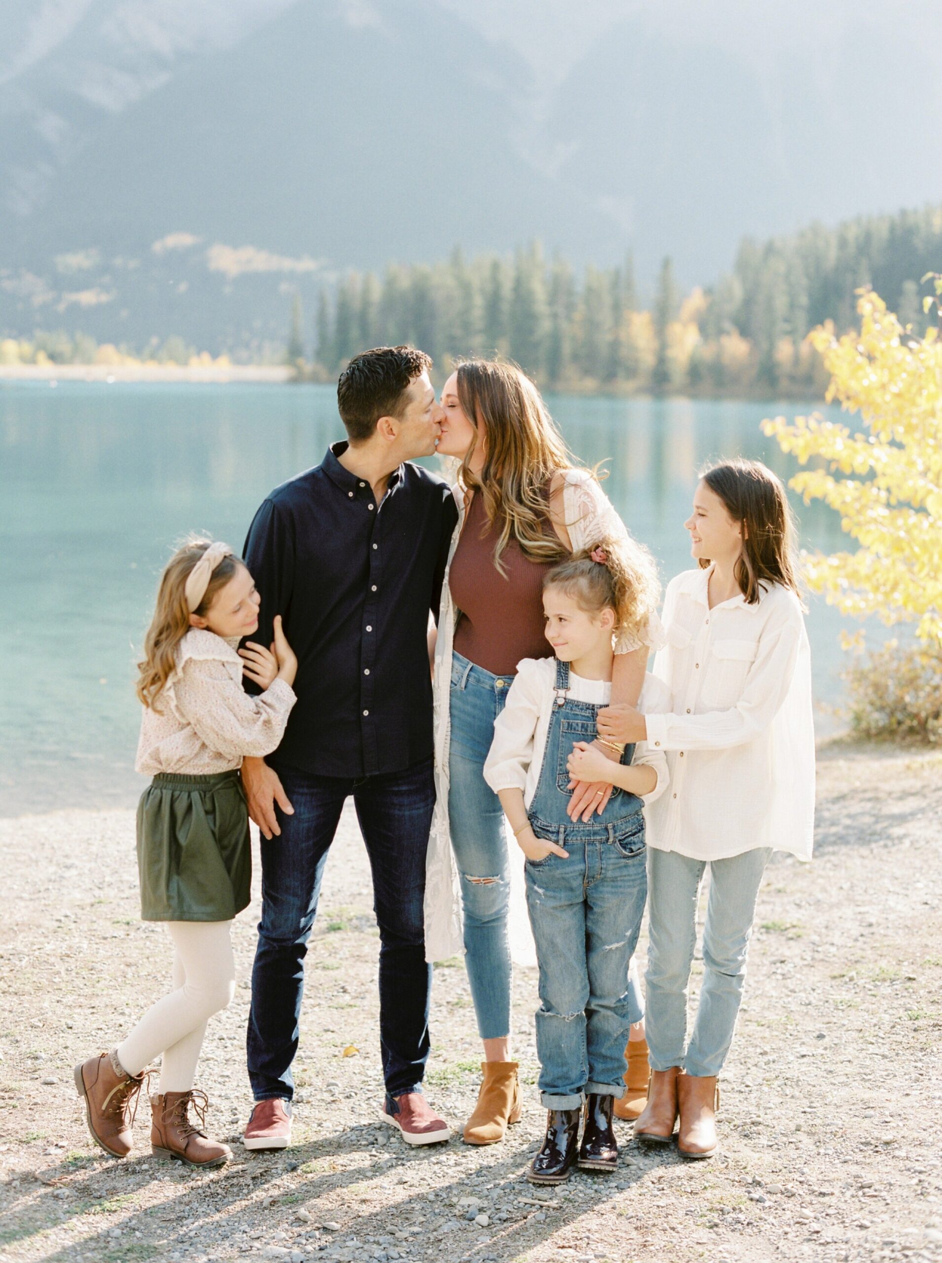  outfit inspiration for fall famliy portraits | Calgary fall family photographers | family photo session ideas and poses with older kids | film photographer Justine Milton 