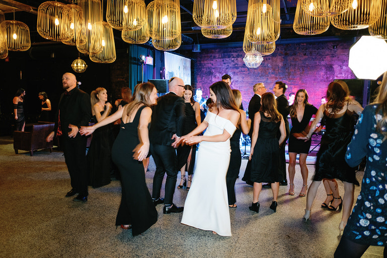 Bride at wedding reception, dance floor