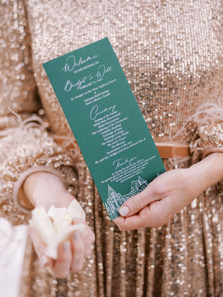 wedding stationary details in Green and White