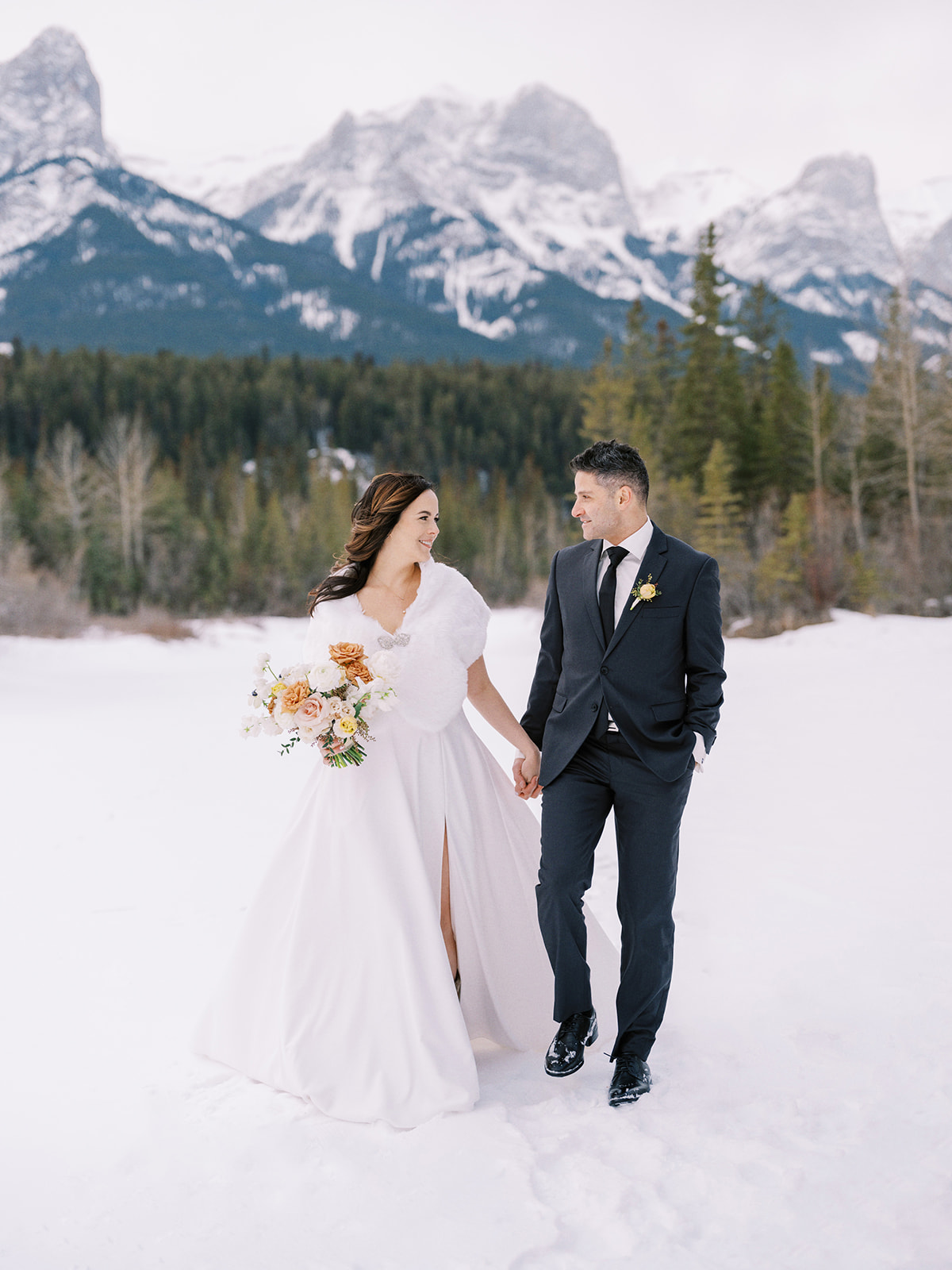 Canmore rocky mountain winter wedding